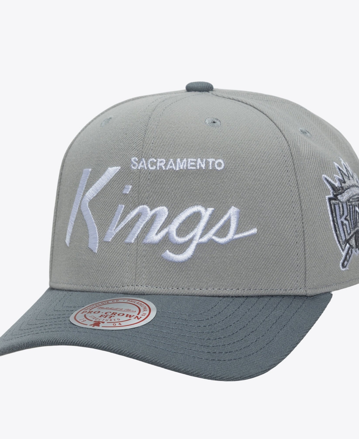 Men's Mitchell & Ness Gray Sacramento Kings Thunderstorm Head Coach Pro Crown Snapback Hat
