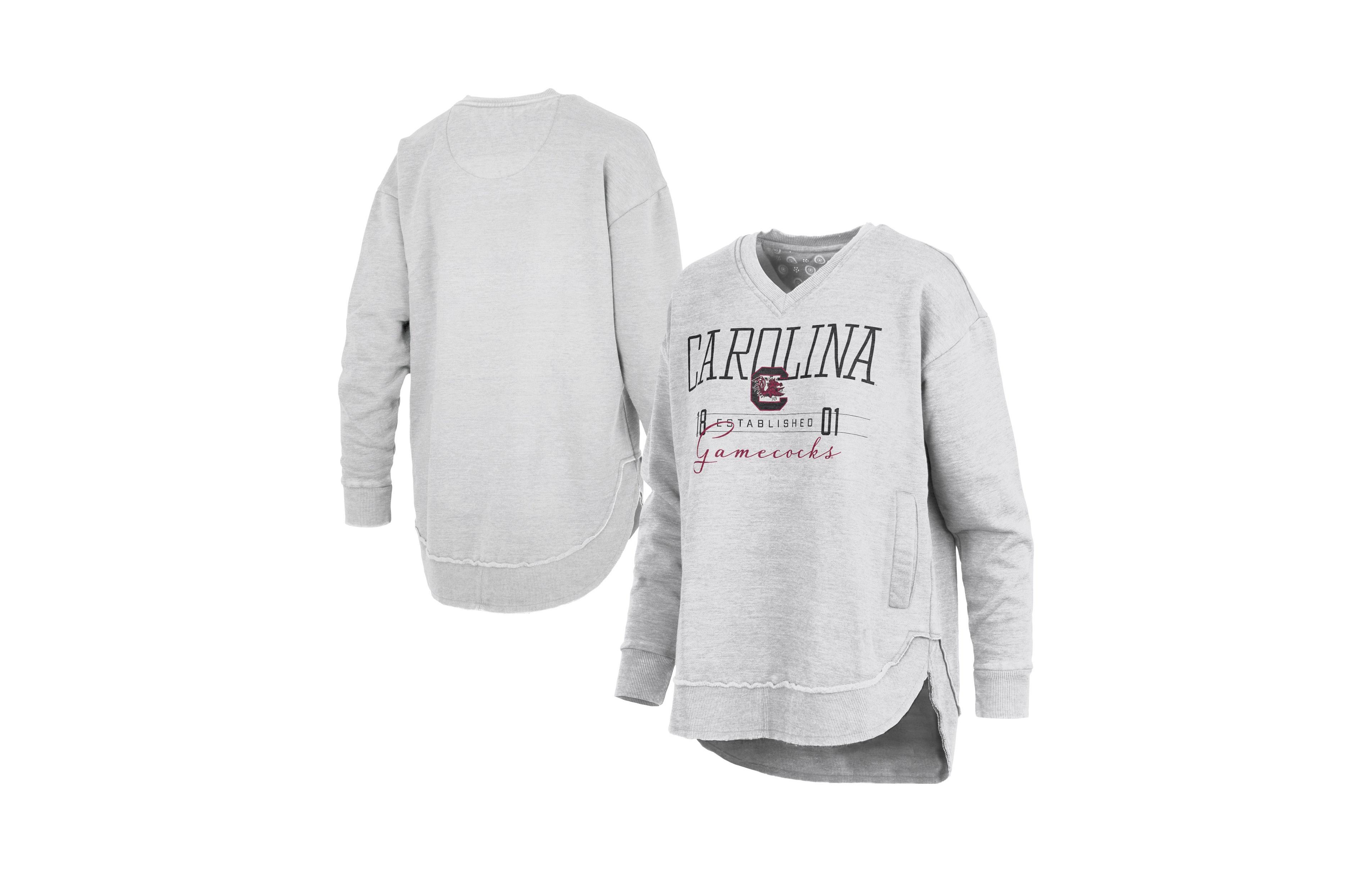 Pressbox Women's South Carolina Gamecocks Marcus East Hall Dropped-Shoulder Long-Sleeve V-Neck Sweatshirt