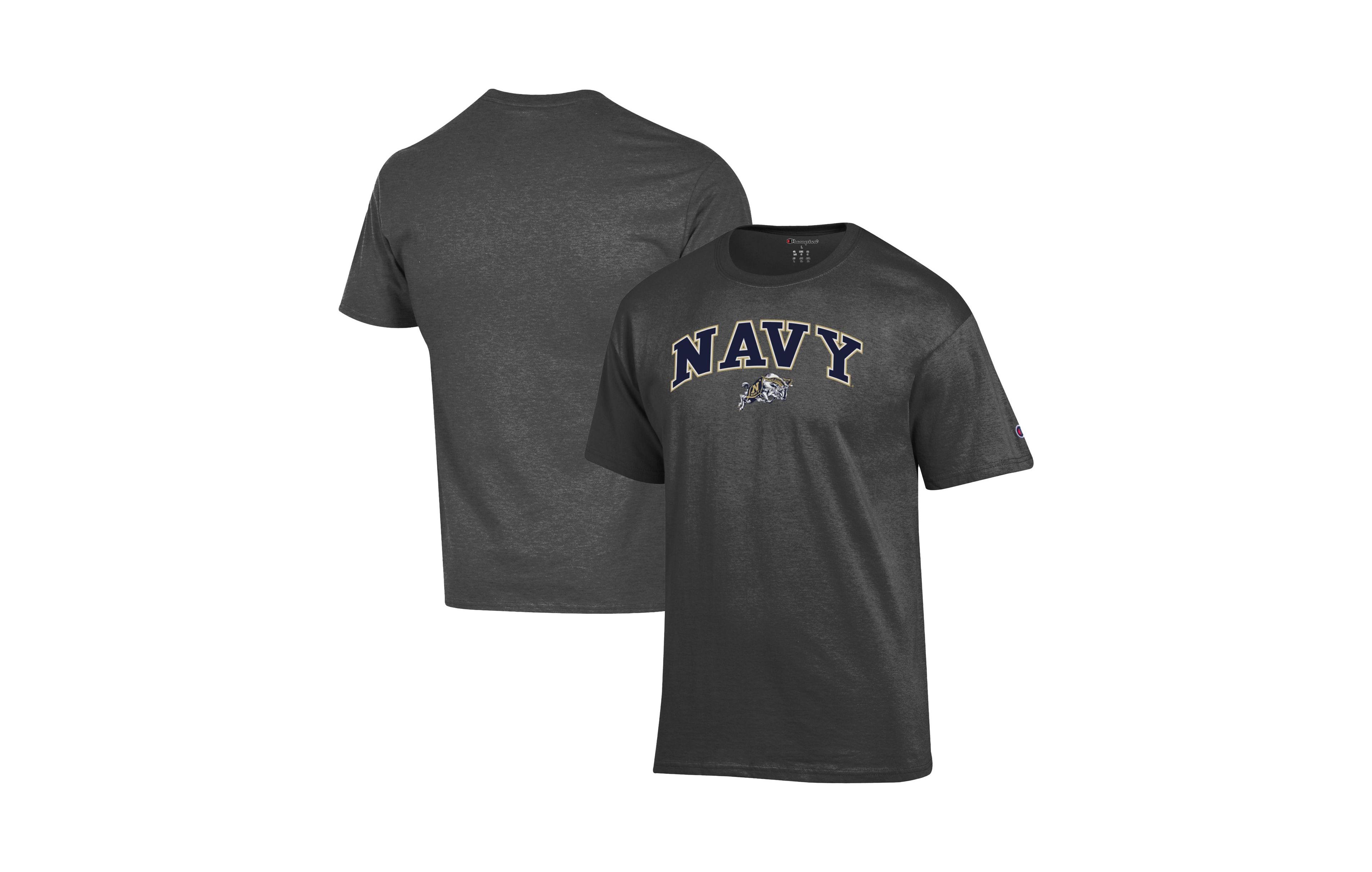 Champion Men's Navy Midshipmen Classic-Fit Screen-Print T-Shirt
