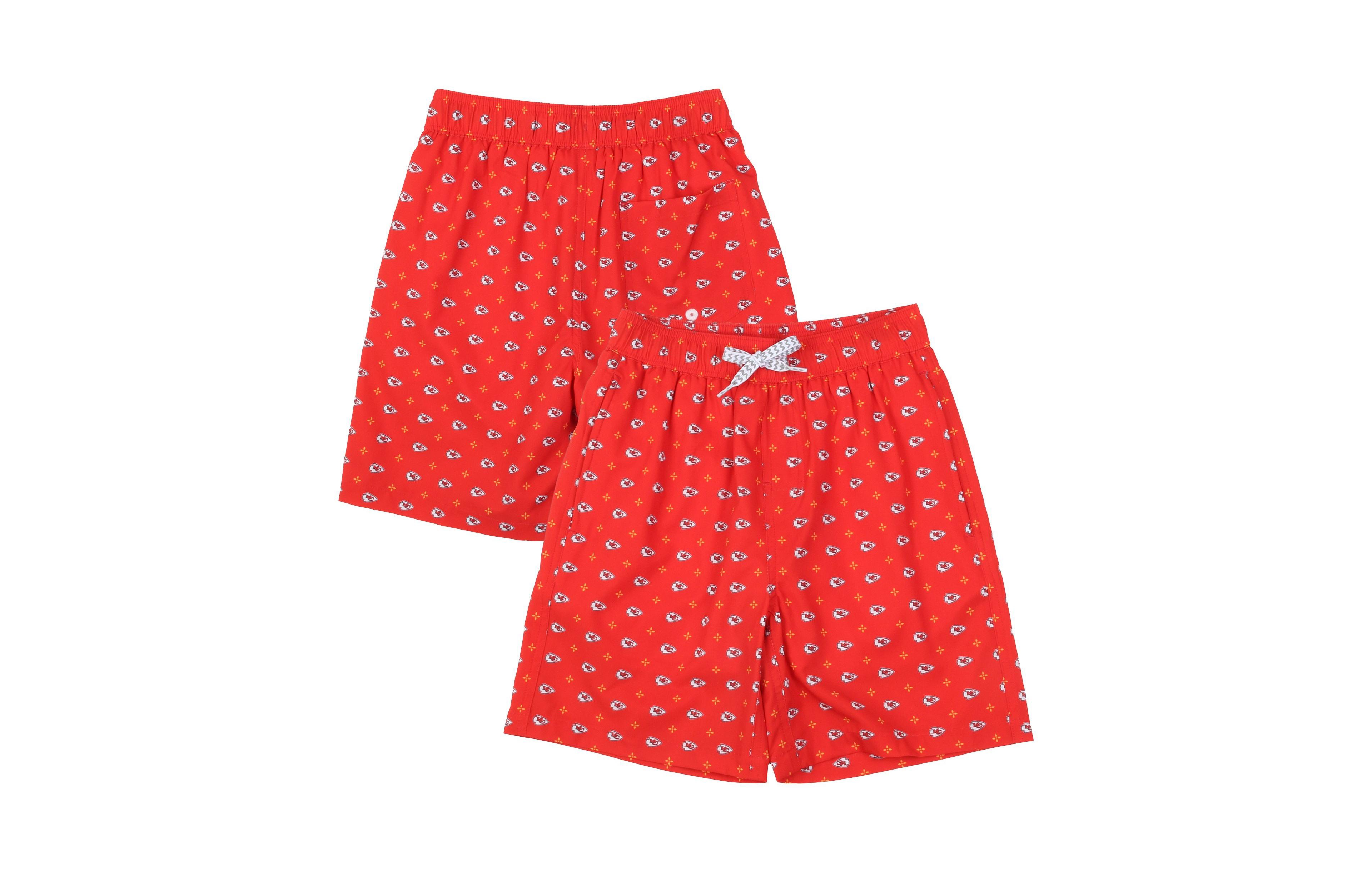 Wes & Willy Boys' 4-20 and Girls' 4-16 Kansas City Chiefs Fleur Four-Way-Stretch Swim Trunks