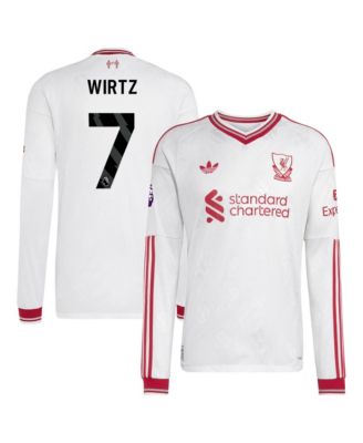 Men's Florian Wirtz White Liverpool 2026/27 Away On-Field Authentic Long Sleeve Jersey
