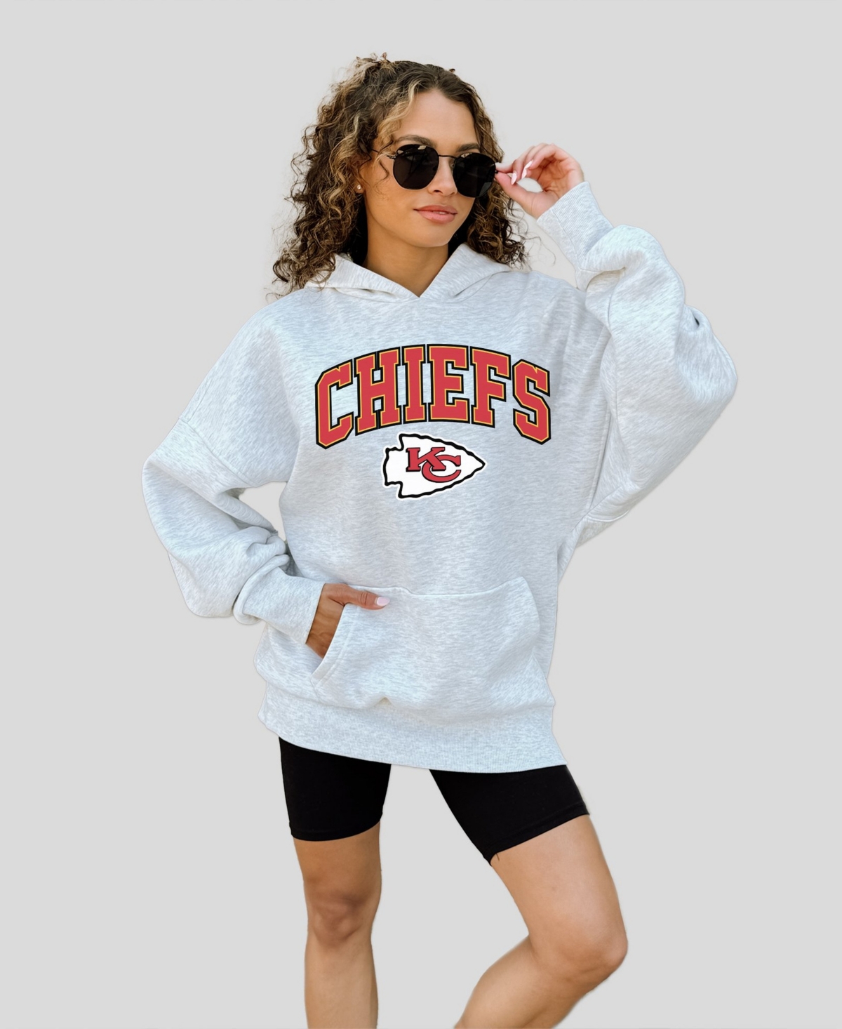 Gameday Couture Women's Kansas City Chiefs Fan Edition Oversized Fleece Pullover Hoodie - Ash