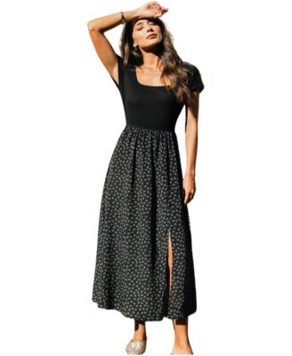Women's Feeling Free Floral-Print Square-Neck Maxi Dress