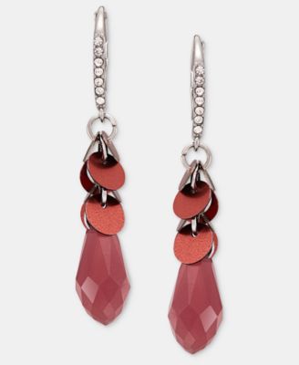Crystal Silver-Tone Sequin Flower Hoop Earrings