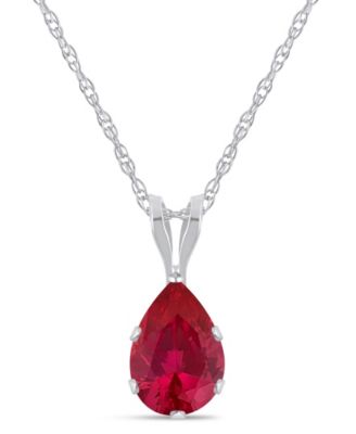 Lab-Grown Pendant Necklace in 10k White Gold (Available in Lab-Grown Emerald, Sapphire, Ruby, and Opal)