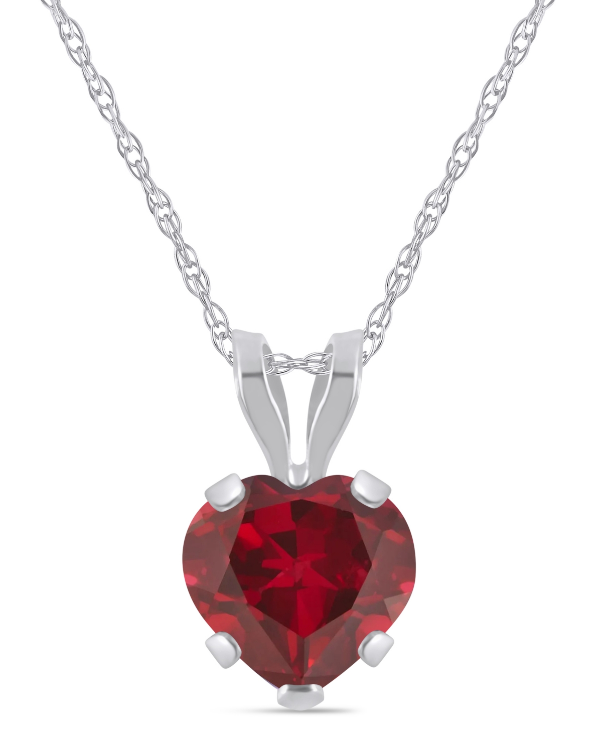 Macy's Lab-Grown Emerald (5/8 ct. t.w.) Pendant Necklace in 10k White Gold - Ruby