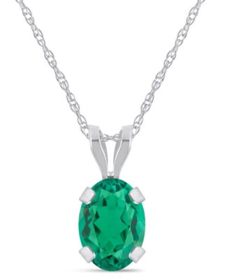 Lab-Grown Sapphire (1 ct. t.w.) Pendant Necklace in 10k White Gold (Also available in Lab-Grown Ruby, Opal, and Emerald)