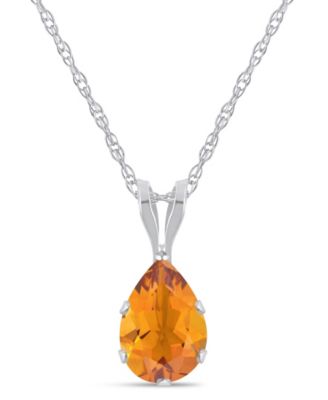 Pendant Necklace in 10k White Gold (Available in Amethyst, White Topaz, Pink Topaz, Blue Topaz, Peridot, Garnet, Citrine, Black Onyx, and Aquamarine)