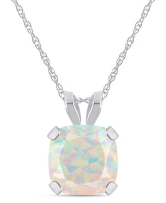 Lab-Grown Emerald (3/4 ct. t.w.) Pendant Necklace in 10k White Gold (Also available in Lab-Grown Opal, Ruby, and Sapphire)