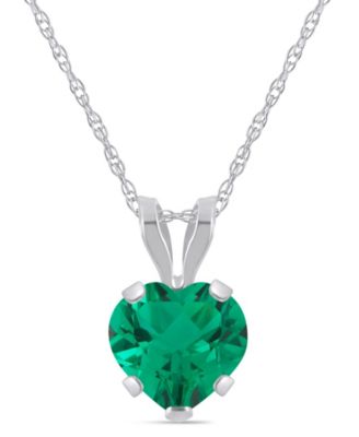 Lab-Grown Pendant Necklace in 10k White Gold (Available in Lab-Grown Emerald, Sapphire, Ruby, and Opal)