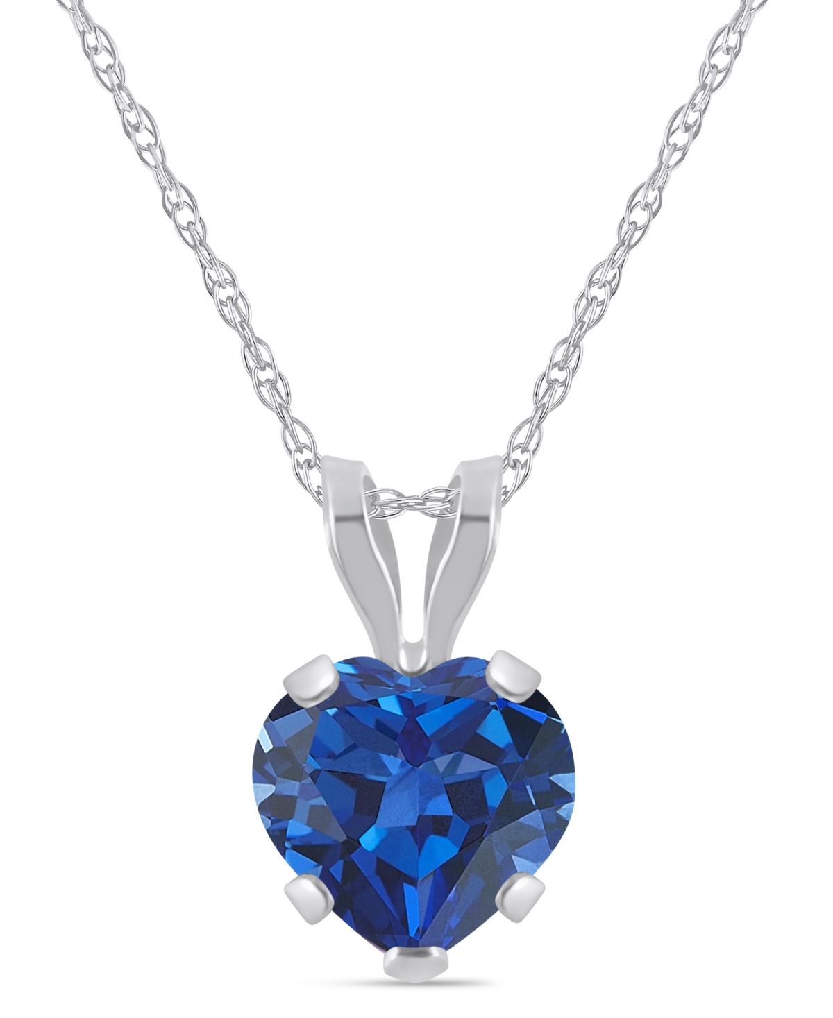 Macy's Lab-Grown Emerald (5/8 ct. t.w.) Pendant Necklace in 10k White Gold - Sapphire
