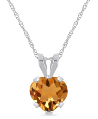 Pendant Necklace in 10k White Gold (Available in Amethyst, Pink Topaz, Blue Topaz, Peridot, Garnet, Citrine, and Black Onyx)