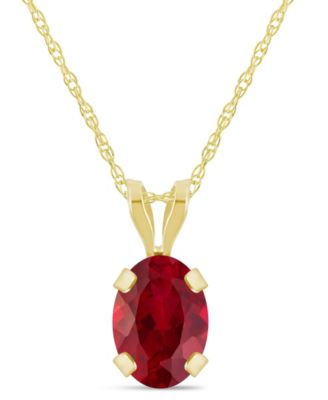 Lab-Grown Pendant Necklace in 10k Yellow Gold (Available in Lab-Grown Sapphire, Ruby, Opal, and Emerald)