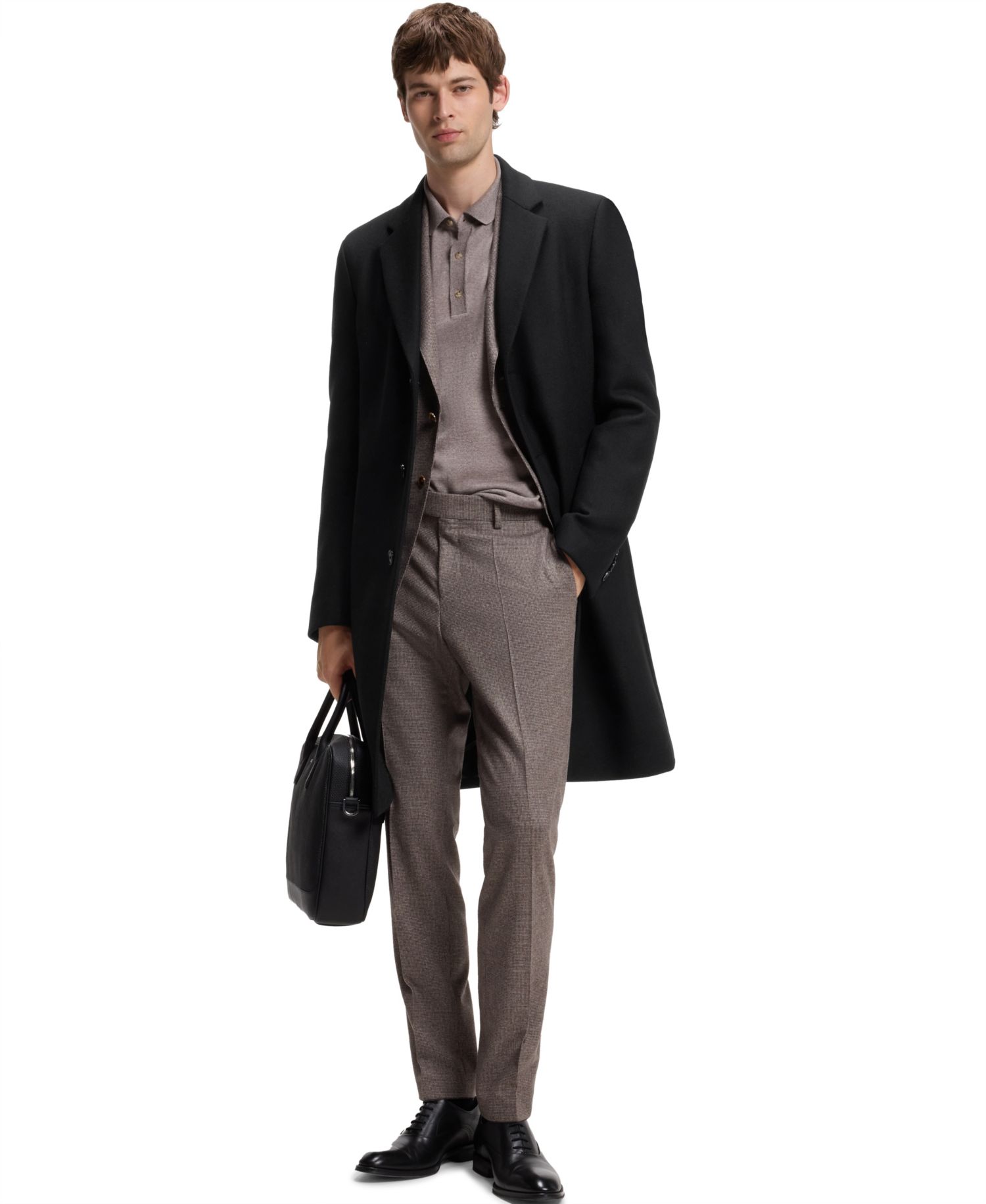 Men's Slim-Fit Formal Wool-Blend Coat