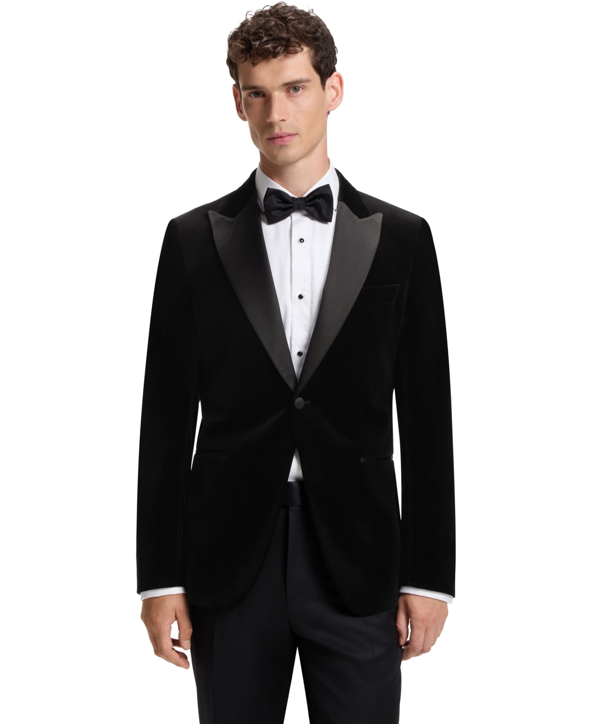 Hugo Boss Boss By  Men's Cotton Velvet Slim-fit Tuxedo Jacket In Black