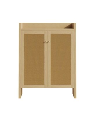 42.5 Inch Shoe Cabinet with Rattan Doors and 6-Tier Shoe Storage
