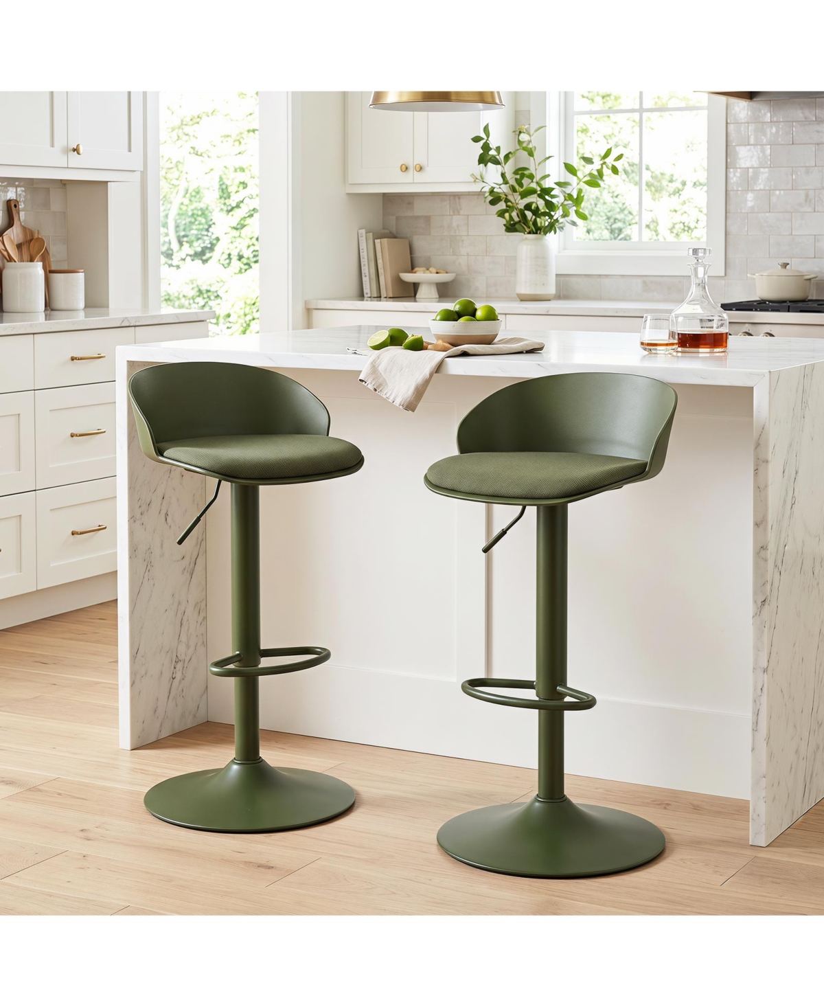 Gymax Set of 4 Adjustable Swivel Bar Stools Back and Footrest Loads 330 Lbs Each