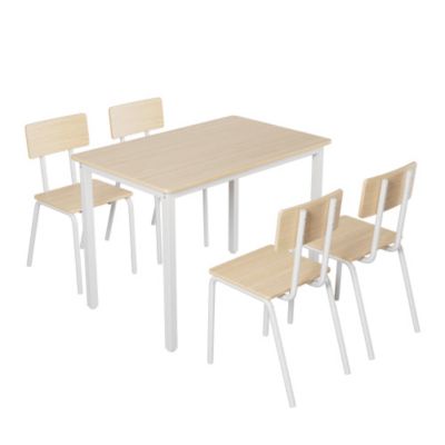 5-Piece Dining Table Set with 4 Chairs, Modern Kitchen Table Set with MDF Board and Metal Frame, Space Saving Dining Furniture