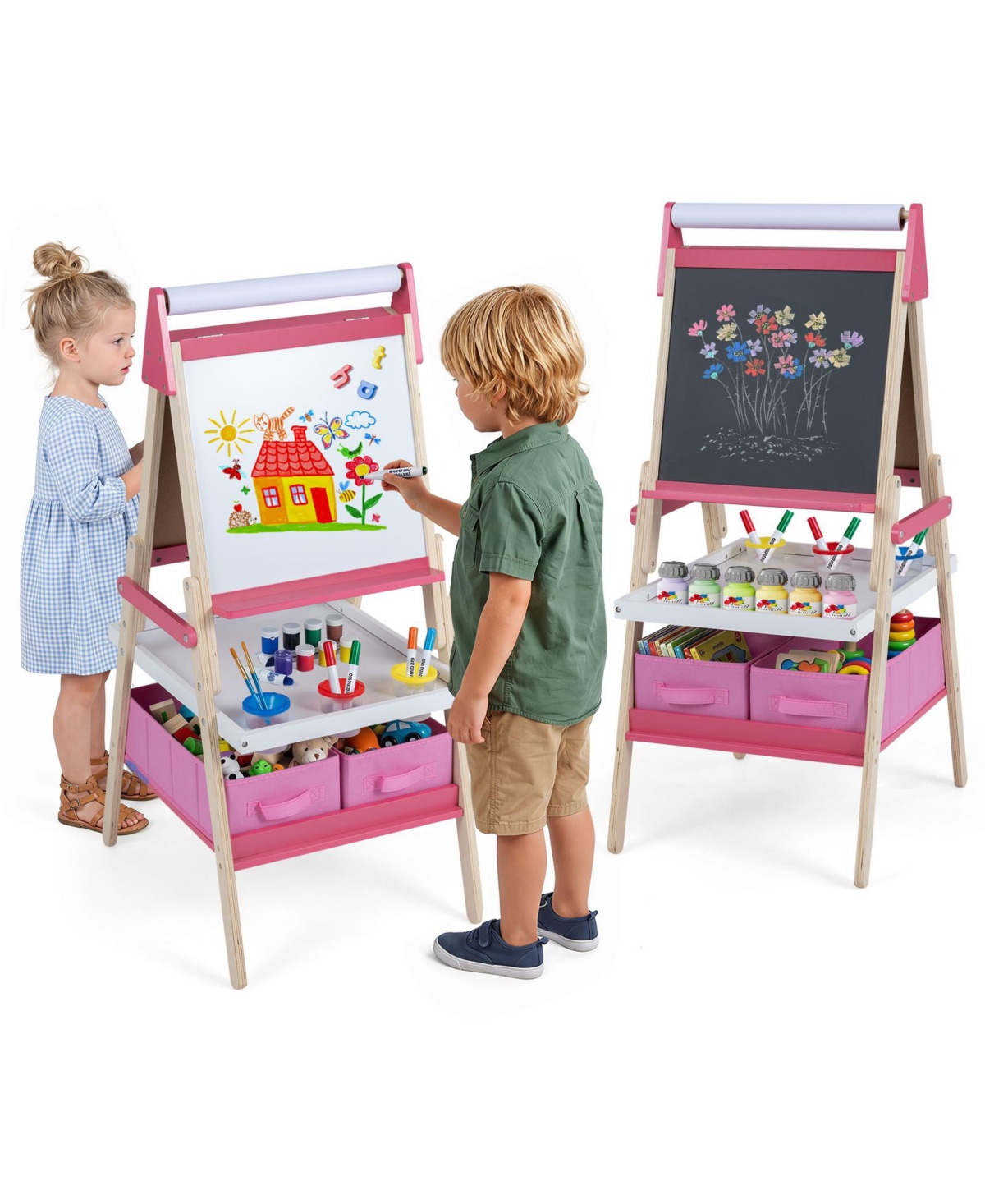 Gymax Ages 3+ Double-Sided Magnetic Easel