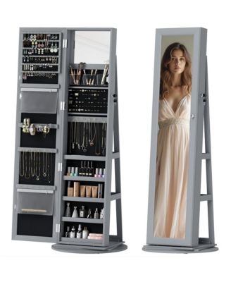 Jewelry Cabinet, 360&deg; Swivel Jewelry Armoire with Mirror