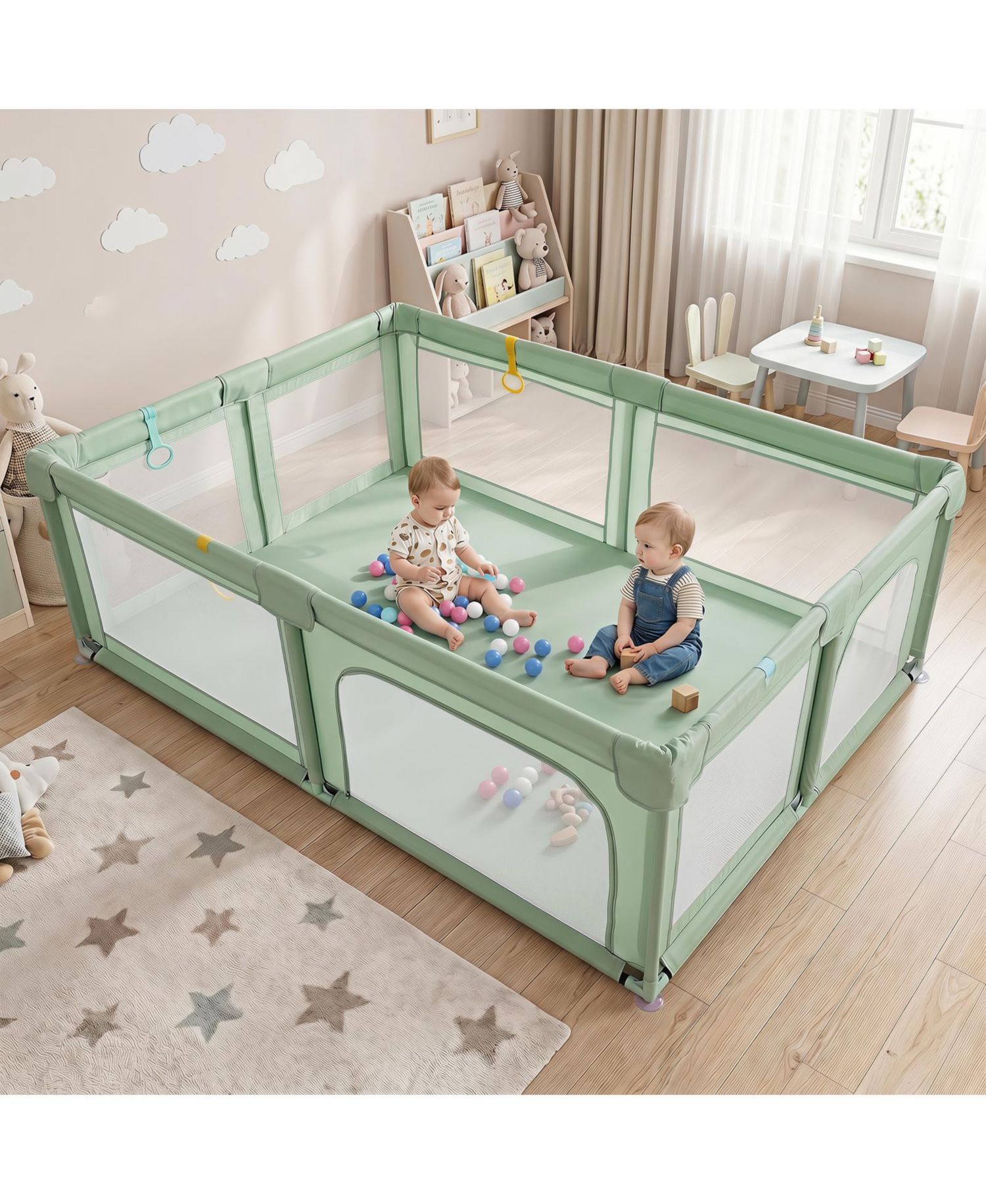 Large Portable Baby Playpen with 50 Ocean Balls