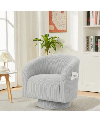 Corduroy Upholstered Swivel Accent Chair, Sofa Armchair with 360 Degree Swivel for Living Room Bedroom Reading Room