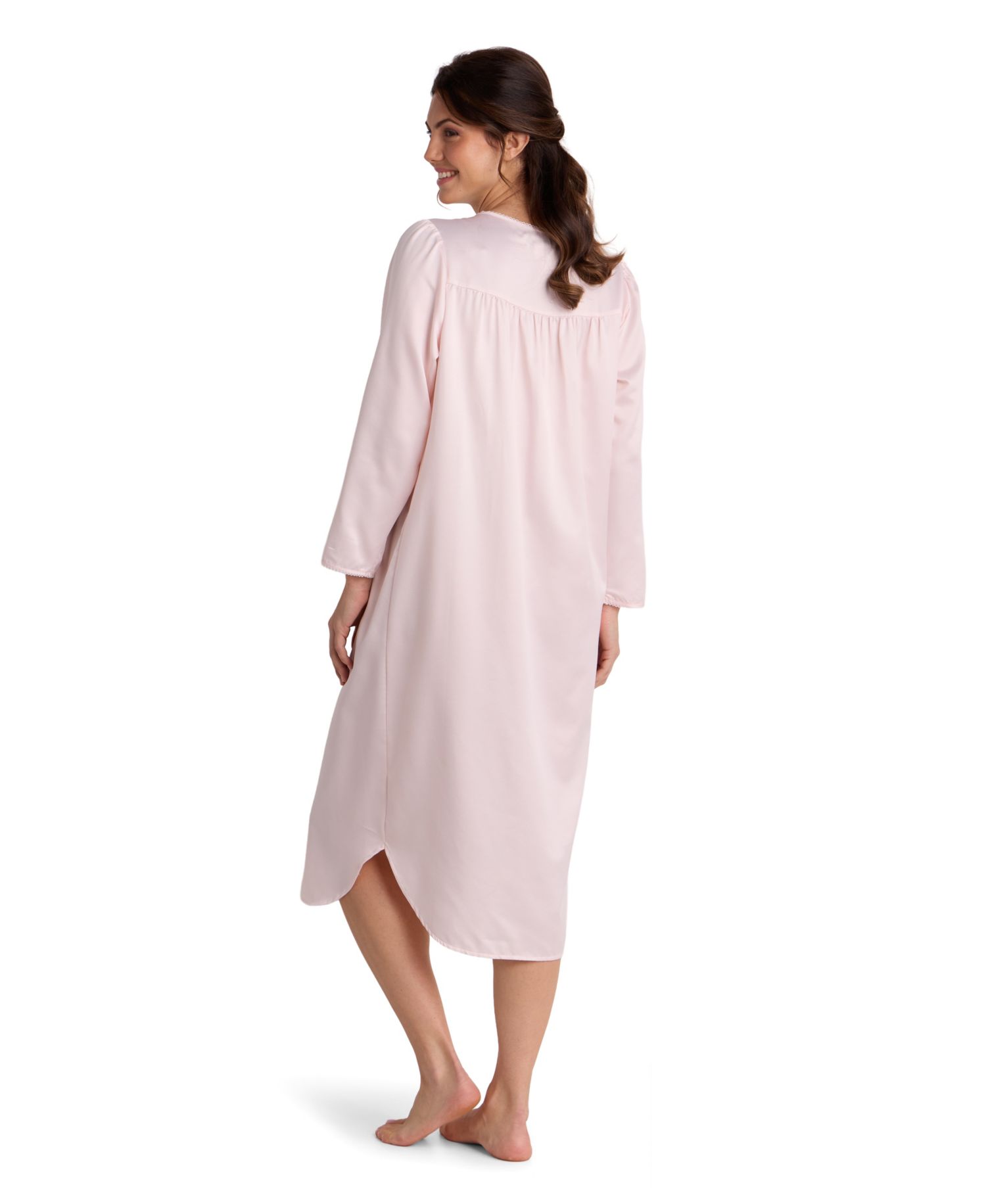 Women's Brushed Back Satin Long-Sleeve Gown