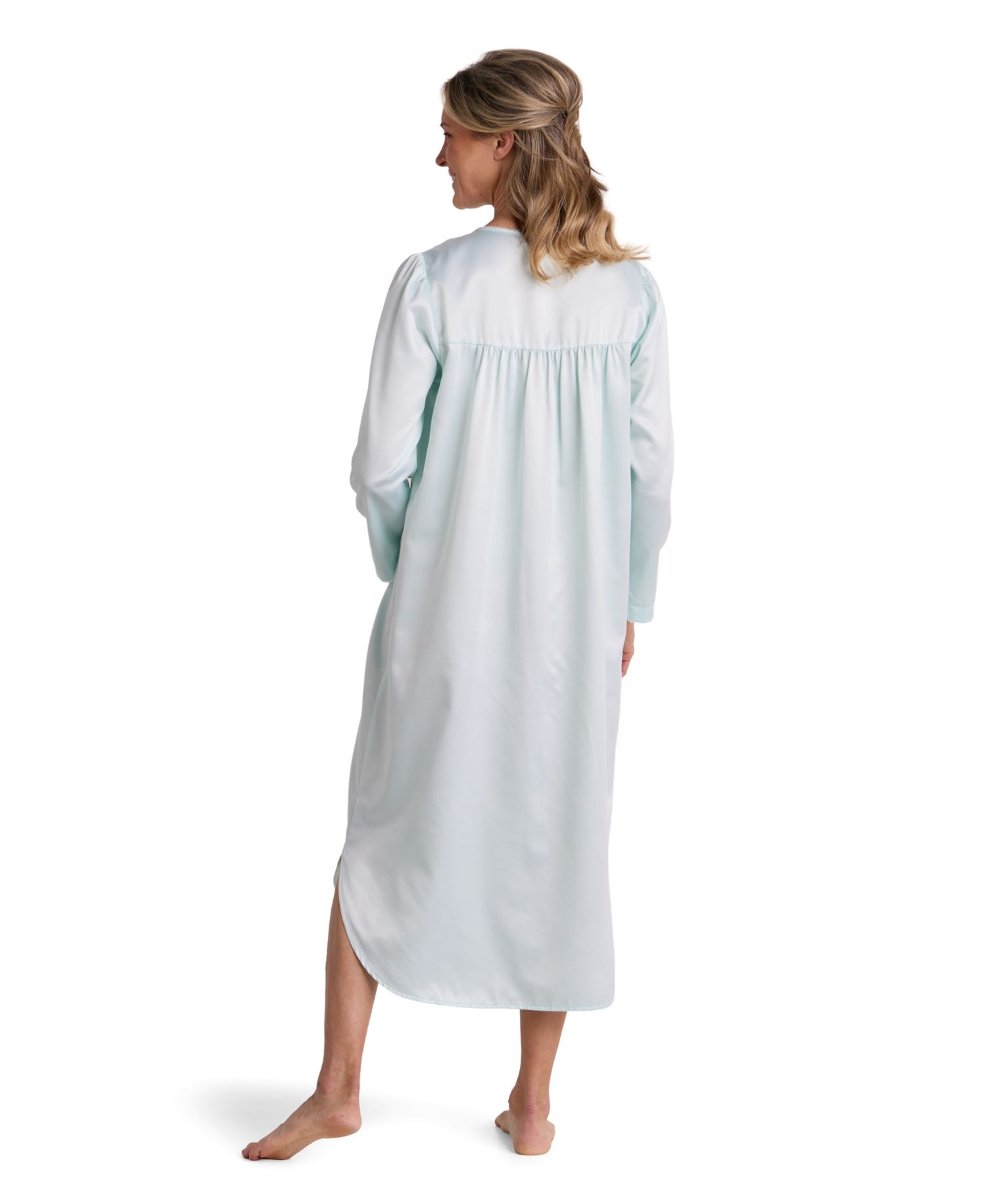 Women's Brushed-Back Satin Long-Sleeve Gown