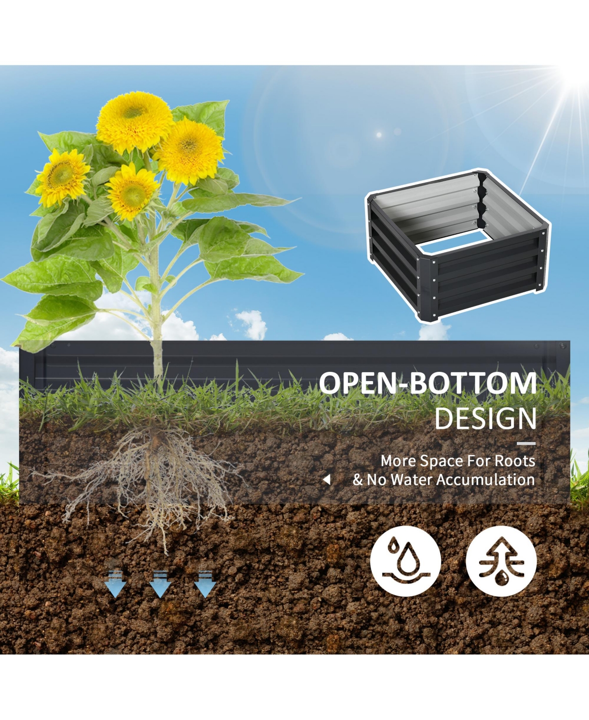Outsunny 23.5" Raised Wall Garden Planet Beds for Vegetables and Flowers