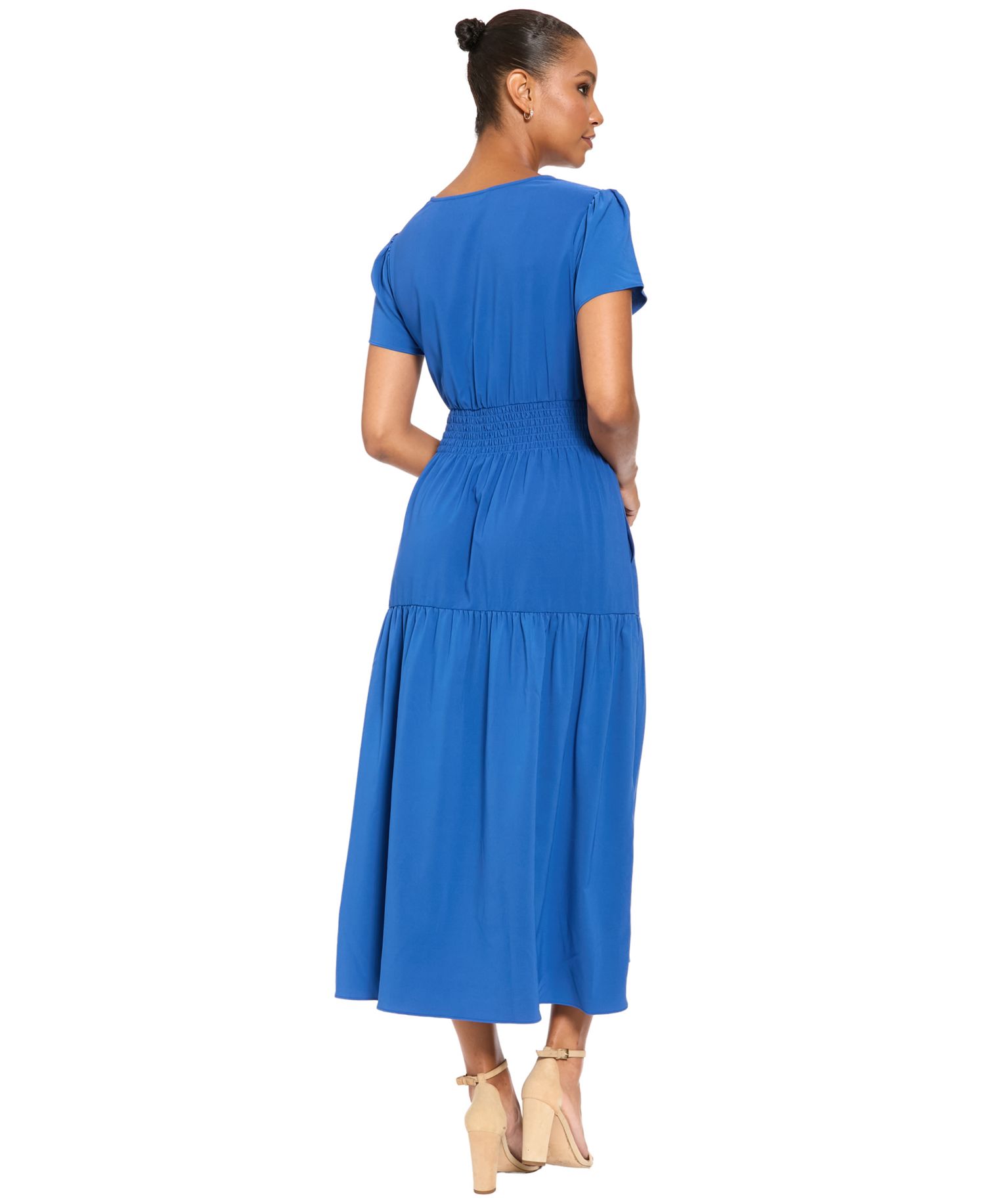 Women's Short-Sleeve A-Line Maxi Dress