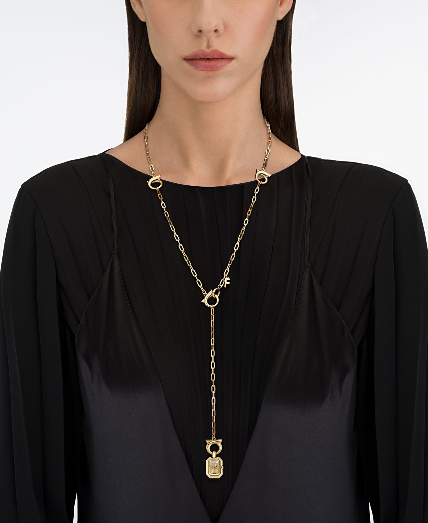 Женские часы Ferragamo Gold-Tone Necklace Watch 21mm — фото 5
