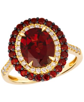 Garnet (3.56 ct. t.w.) & Diamond (0.30 ct. t.w.) Ring in 14k Honey Gold