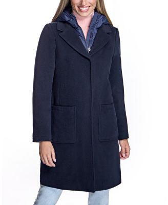 Women's Cashmere Blend and Puffer Hooded Coat