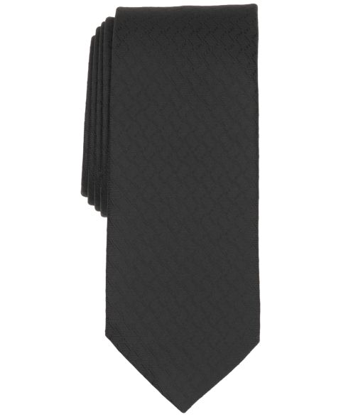 Мужской галстук Alfani Stellan Stripe Slim Tie, цвет: Чёрный