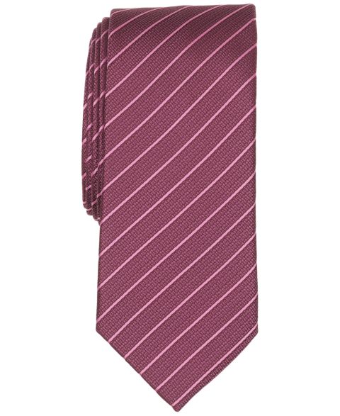 Мужской галстук Alfani Ellison Stripe Slim Tie, цвет: Ягодный