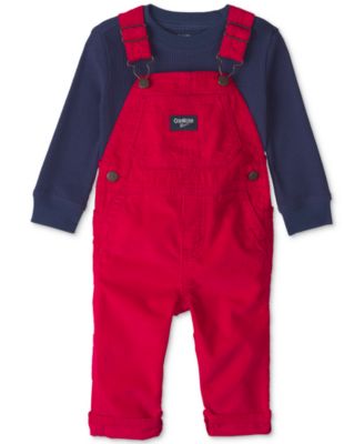 Baby Boys' Thermal Long-Sleeve Top and Corduroy Overall, 2-Piece Set