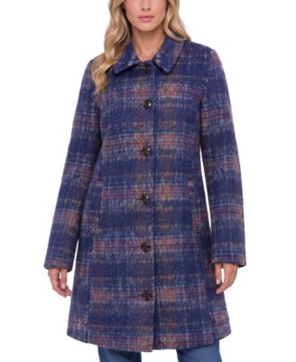 Women's Plaid Wool-Blend Swing Coat