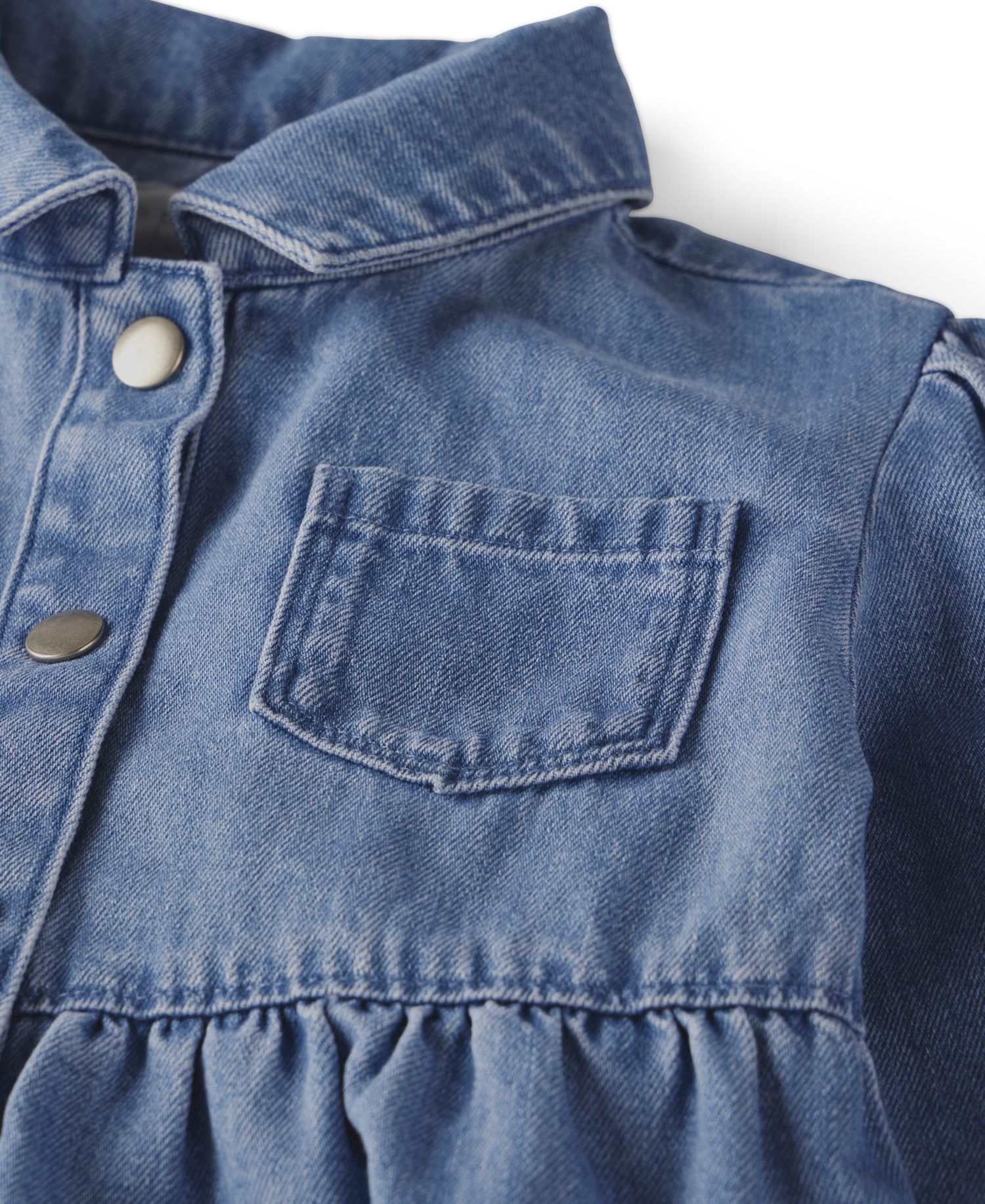 Little Planet by Baby Girls' Long-Sleeve Collared Tiered Denim Dress and Bloomers, 2-Piece Set