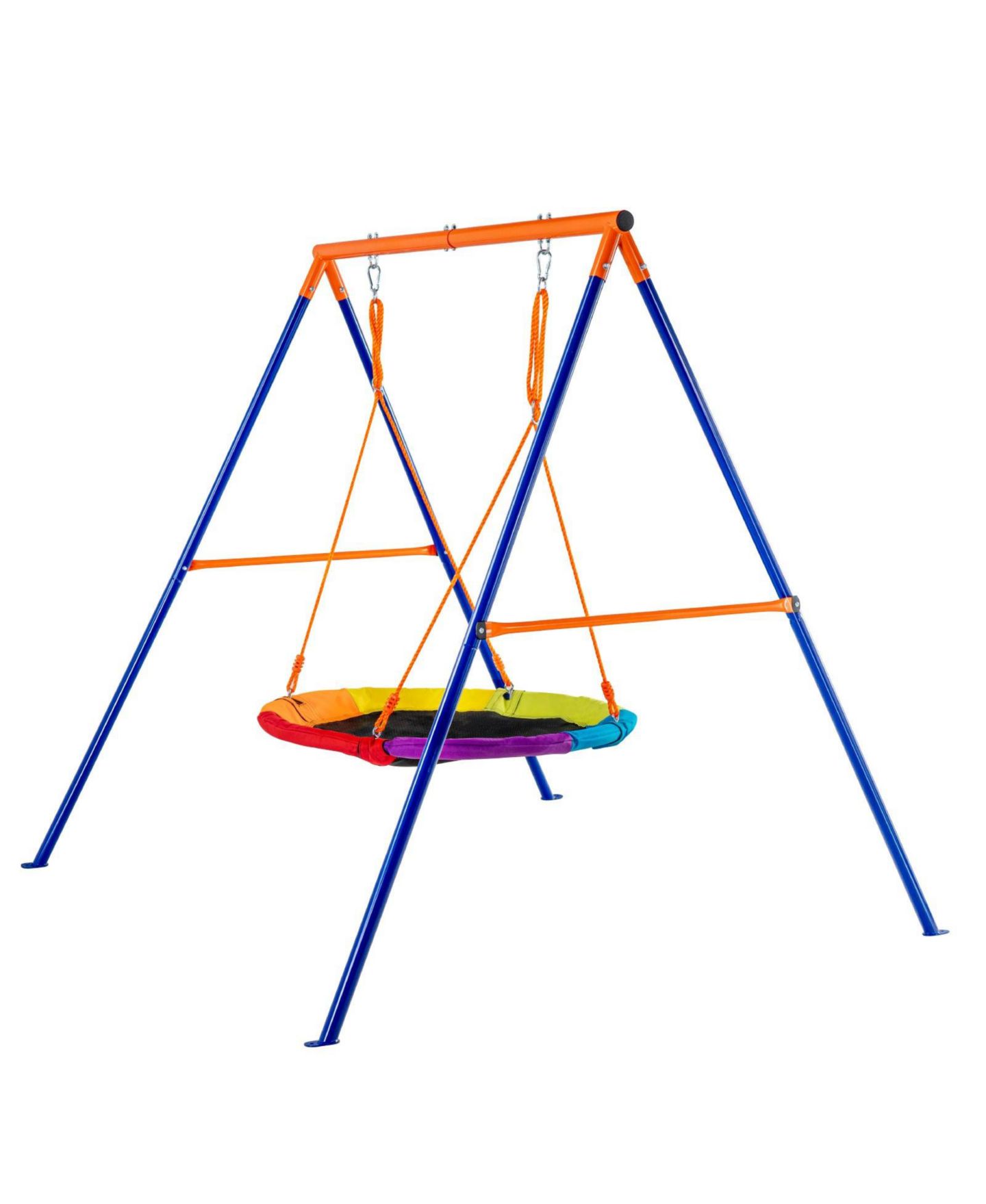 Детские игрушки Mecale Backyard Swing Set, 40" Saucer with Heavy-Duty A-Frame Metal Stand & Adjustable Rope, 440 Lb. Capacity, Ages 3+ — фото 11