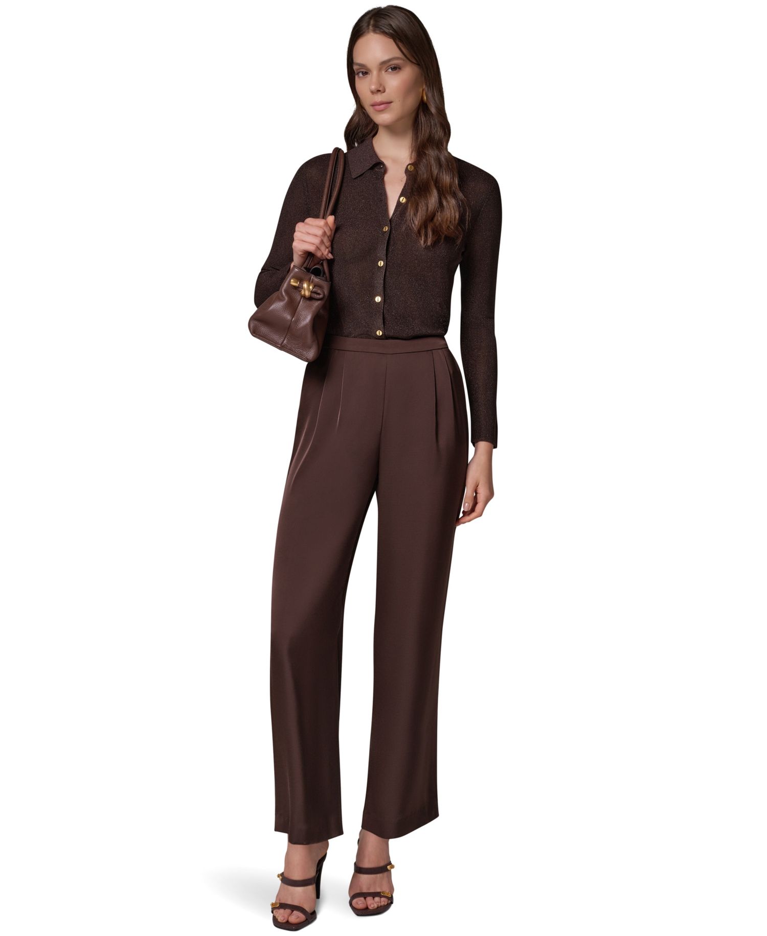 Petite High-Rise Wide-Leg Satin Pants