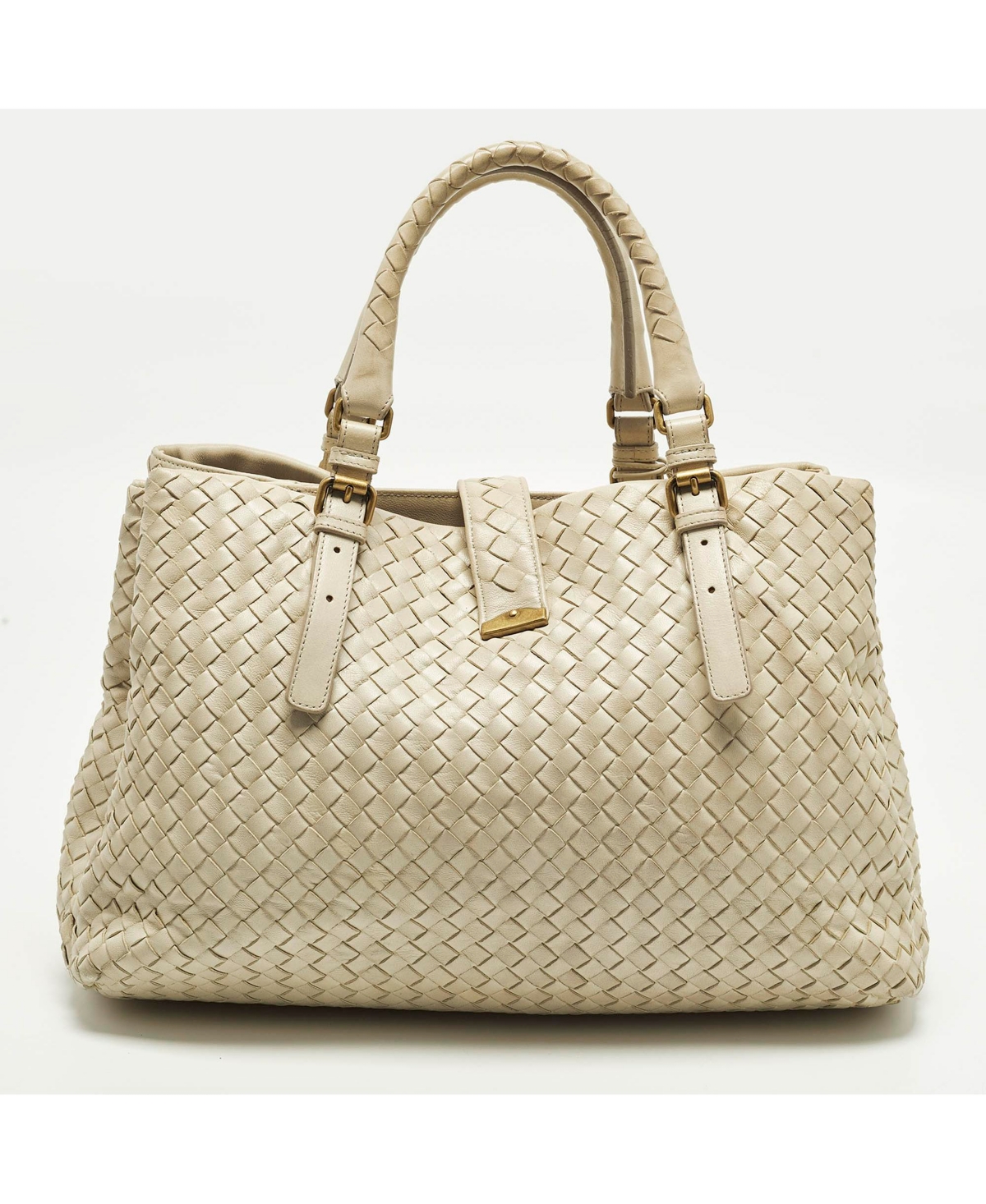 Pre-Owned Bottega Veneta Roma Large Intrecciato Leather Tote