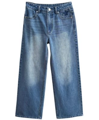 Girls' 7-16 Wide-Leg Star Patch Jeans