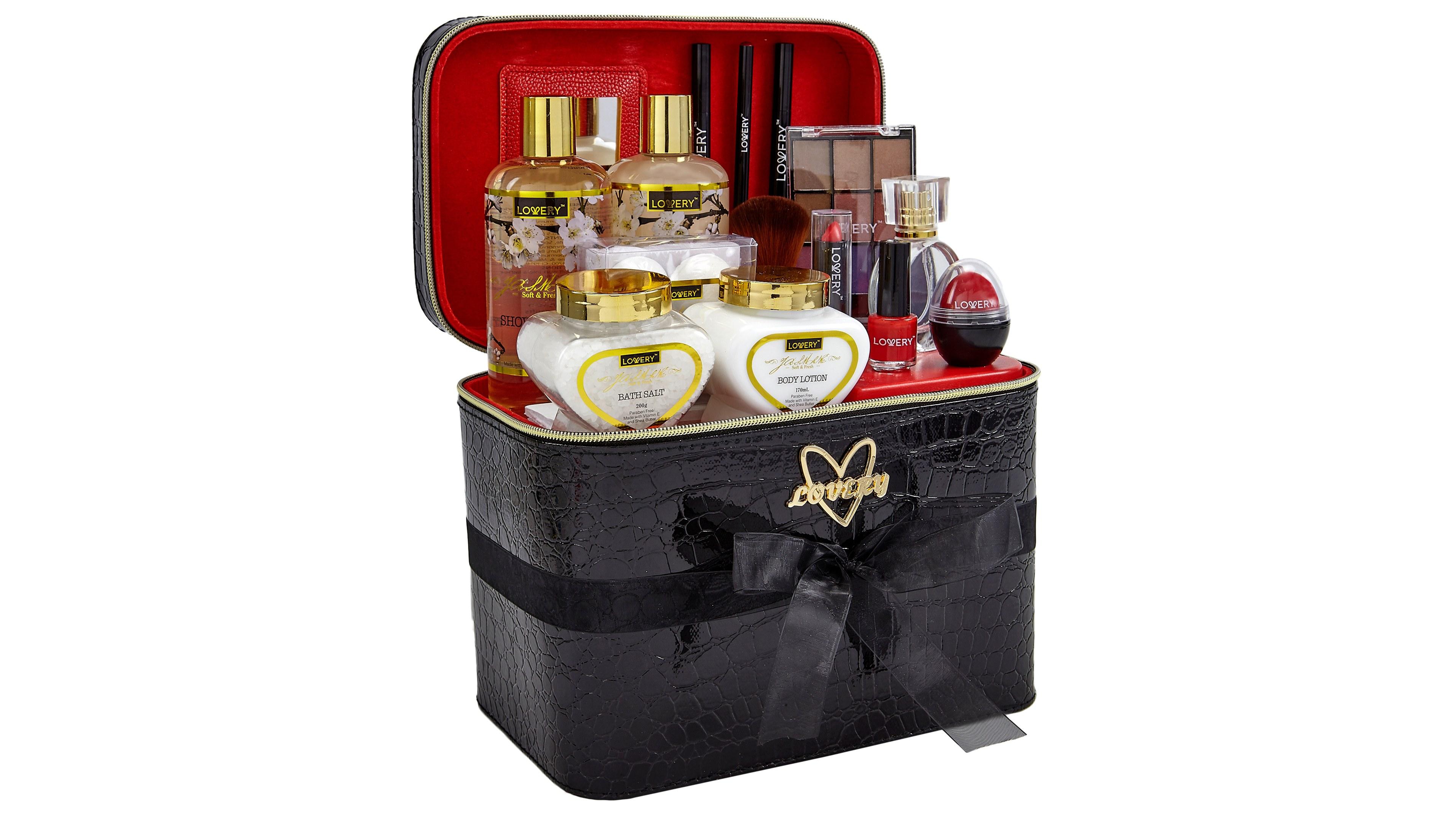 Lovery 30 Piece Jasmin Home Spa Body Care Gift Set, Beauty Essentials and Makeup Kit
