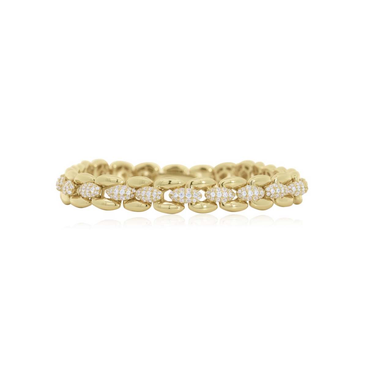 The Lovery Cz Interlocking Bracelet 14K Gold-Plated Sterling Silver - Gold plated sterling silver