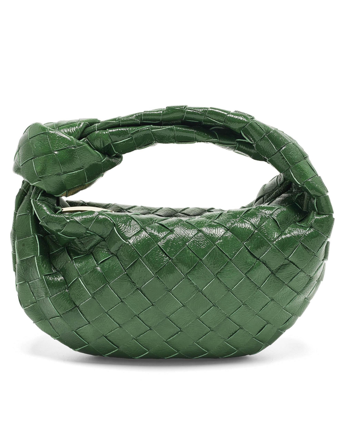 Pre-Owned Women's Bottega Veneta Mini Jodie Intrecciato Patent Leather Hobo Bag