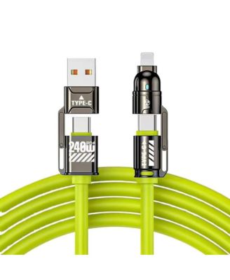 4-in-1 240W Fast-Charging Cable, Liquid Silicone, Compatible with iPhone/Android/iPad