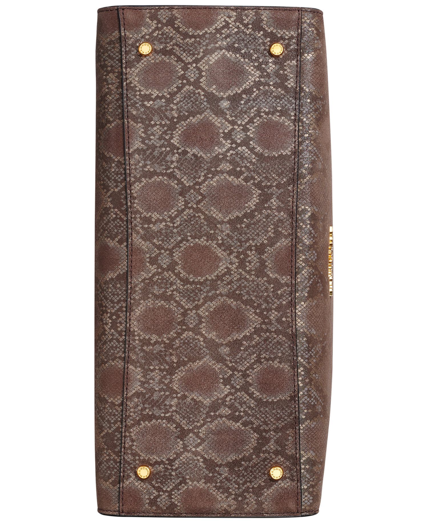 Loden Snake Embossed Suede Satchel