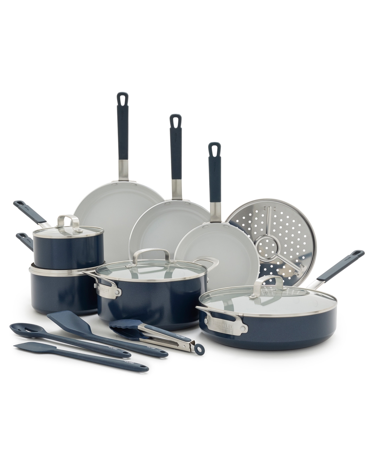Greenpan Bobby Flay Ceramic Nonstick 16-piece Cookware Set In Oxford Blue