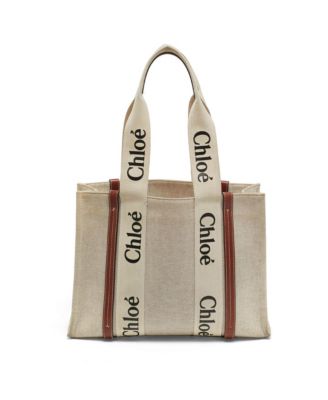 Woody Medium Canvas and Leather Tote Bag