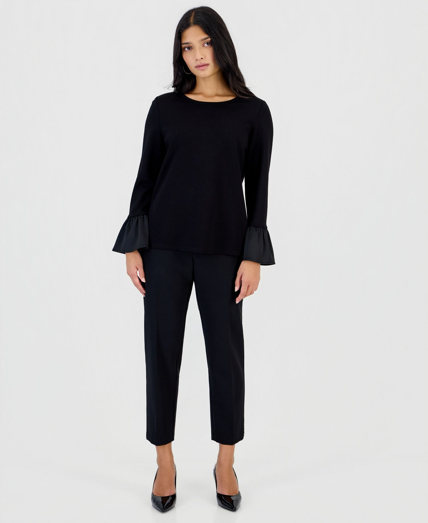 Petite Long-Sleeve Ruffle-Cuff Blouse